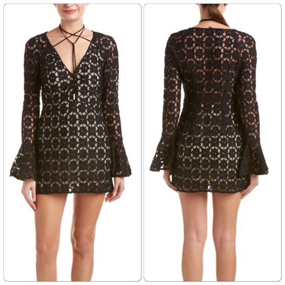 - 🎉 2X HP 🎉Sassy Free People Black Crochet Dress - Picture 4 of 5